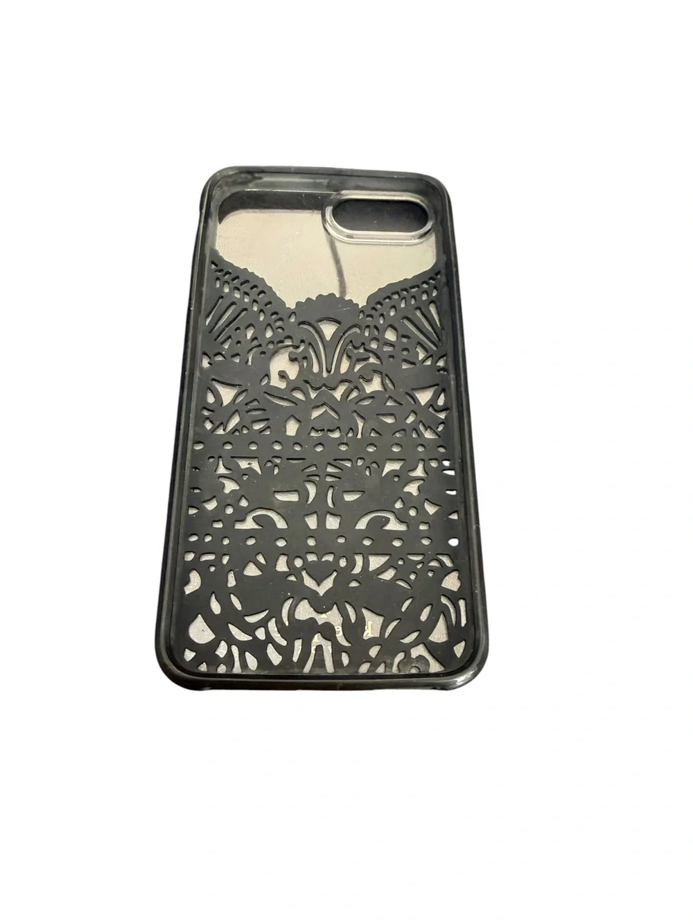 kate spade Black Lace-Style Clear Phone Case with Gold Logo